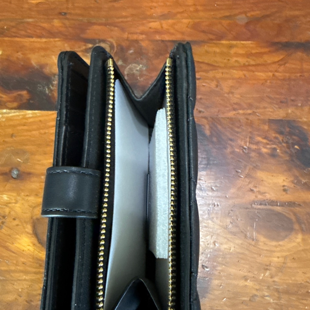 Kate Spade Black w/Gold Hardware Quilted Bi-fold Wallet - Picture 3 of 8